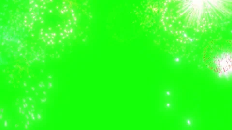 Bright golden fireworks exploding on green screen background for celebration Vídeo Stock 344634349