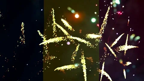 Bright golden fireworks exploding in the night sky over the Belgian nationa.. Video stock 343690780