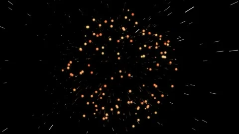 Bright golden fireworks explosion in night sky for celebration and holiday Stock Footage 344918004