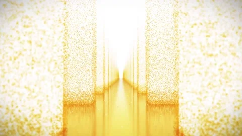 Bright Golden Hall of Particles Background Stock Footage 130445357