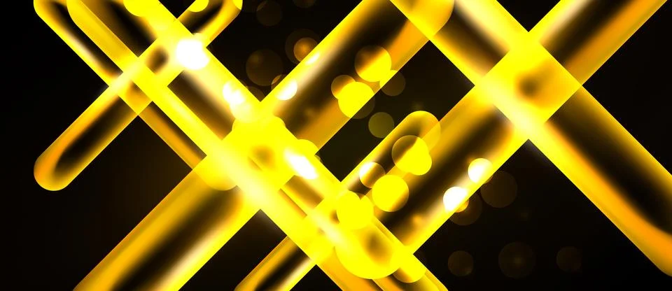 Bright golden lines intersect, creating abstract patterns. Bokeh effects add 스톡 일러스트