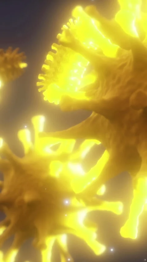 Bright golden micro organisms illuminating the microscopic world Stock Footage 329135959
