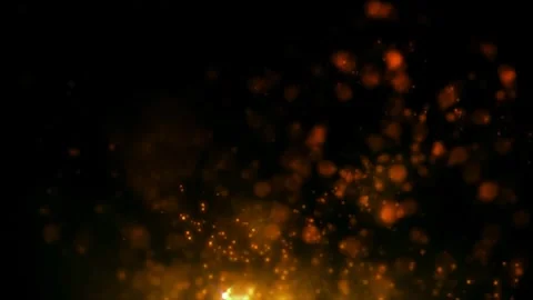 Bright golden particles gently float Video stock 328609048