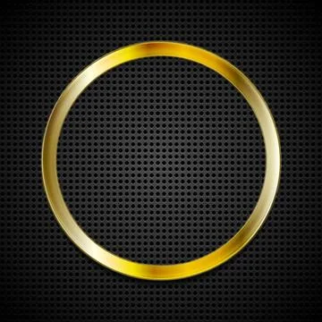 Bright golden ring on perforated texture Bright vector golden ring on perf... Stockfoto's