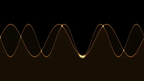 Bright golden sound waves move across a dark background Stock Footage 338424055