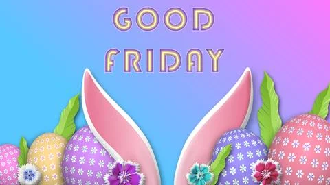 Bright good friday text on blue and pink gradient background Stock Illustration