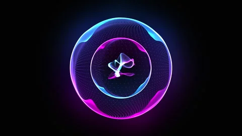 Bright gradient 3d sphere background. Animated blue and pink particle sphere Video stock 276628268