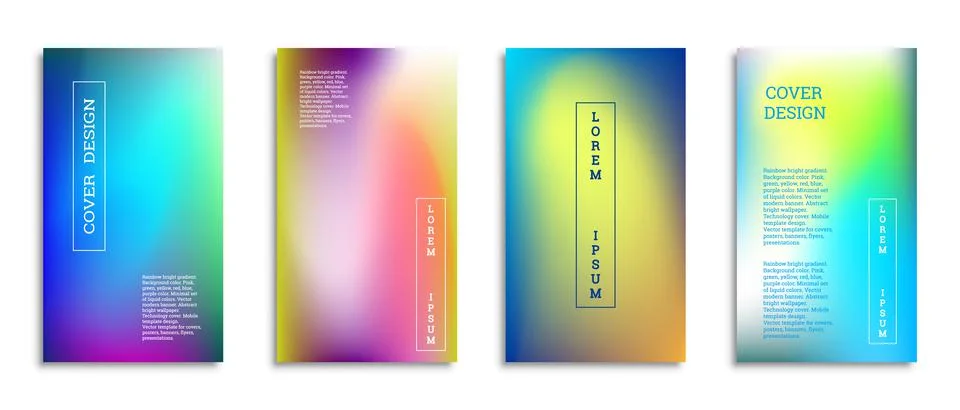 Bright gradient background for the cover. Set of 4 covers. Creative modern ve Illustrazione stock
