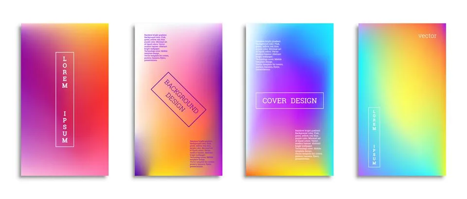 Bright gradient background for the cover. Set of 4 covers. Creative modern ve Stock-Illustration