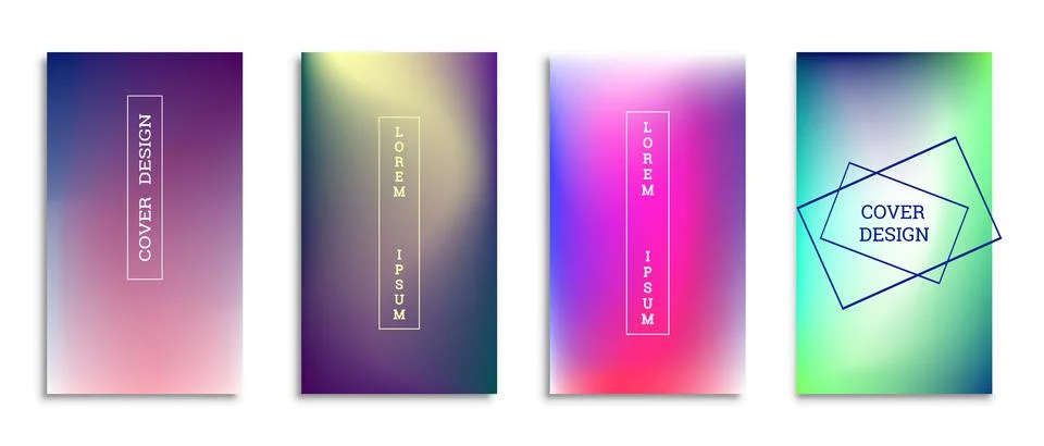 Bright gradient background for the cover. Set of 4 covers. Creative modern ve Stock Illustration