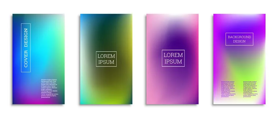 Bright gradient background for the cover. Set of 4 covers. Creative modern ve Stock Illustration