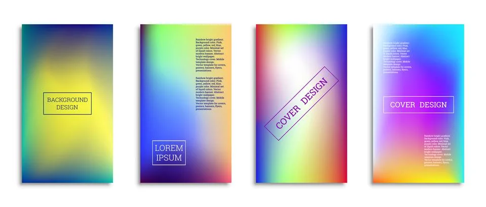 Bright gradient background for the cover. Set of 4 covers. Creative modern ve イラスト素材