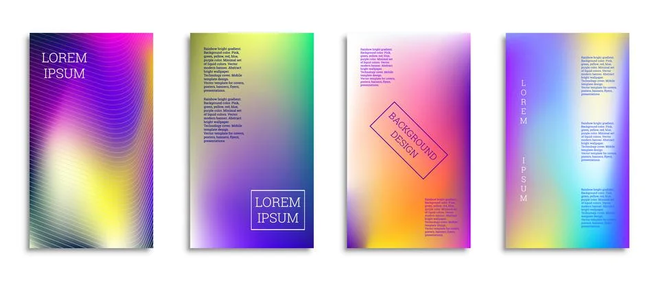 Bright gradient background for the cover. Set of 4 covers. Creative modern ve Stock Illustration