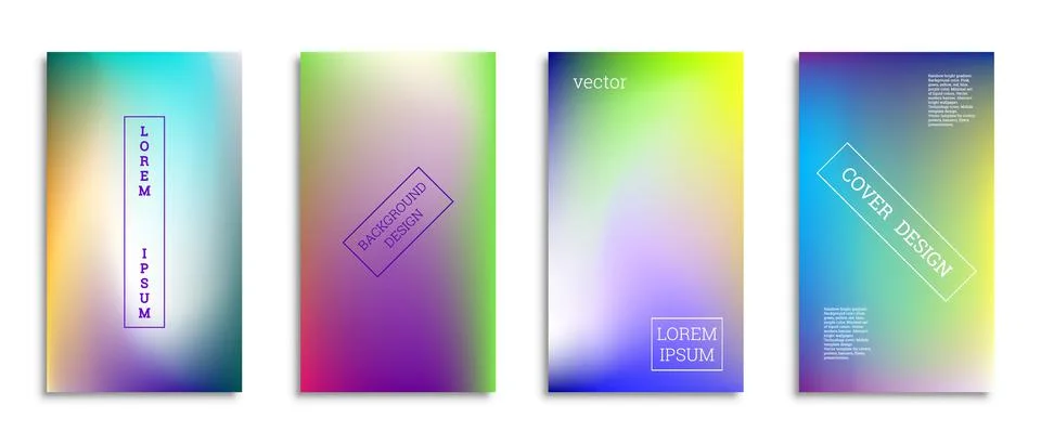 Bright gradient background for the cover. Set of 4 covers. Creative modern ve Stock Illustration