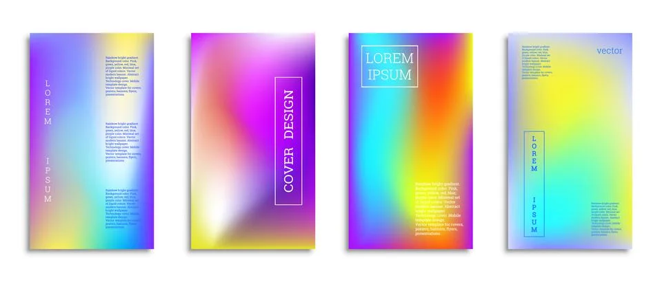 Bright gradient background for the cover. Set of 4 covers. Creative modern ve Stock Illustration