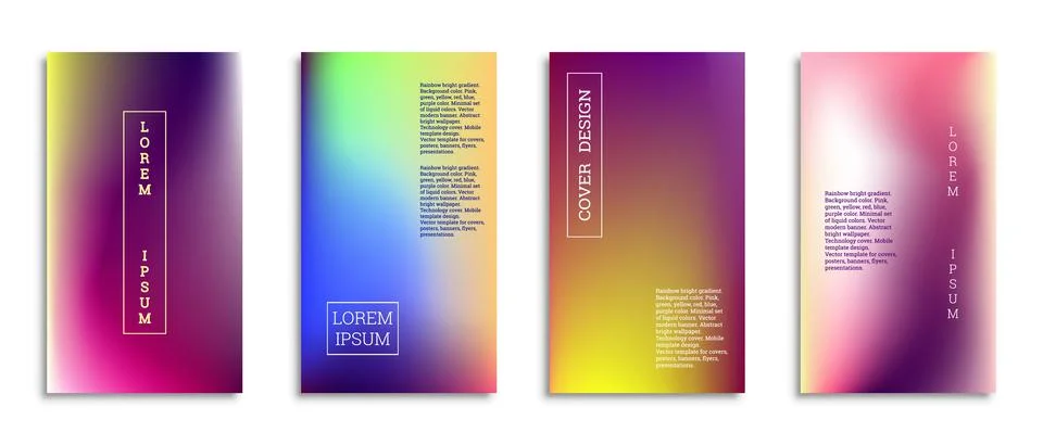 Bright gradient background for the cover. Set of 4 covers. Creative modern ve Stock Illustration
