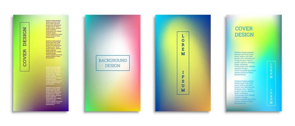 Bright gradient background for the cover. Set of 4 covers. Creative modern ve Stock Illustration