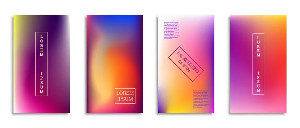 Bright gradient background for the cover. Set of 4 covers. Creative modern ve 库存插图