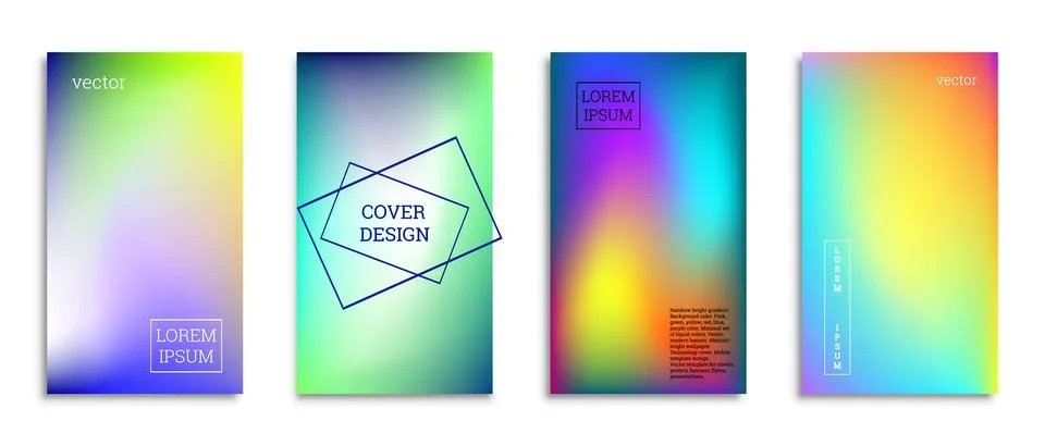 Bright gradient background for the cover. Set of 4 covers. Creative modern ve Stock Illustration