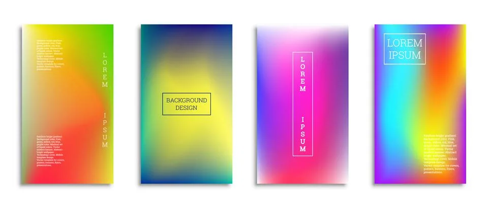Bright gradient background for the cover. Set of 4 covers. Creative modern ve Stock Illustration