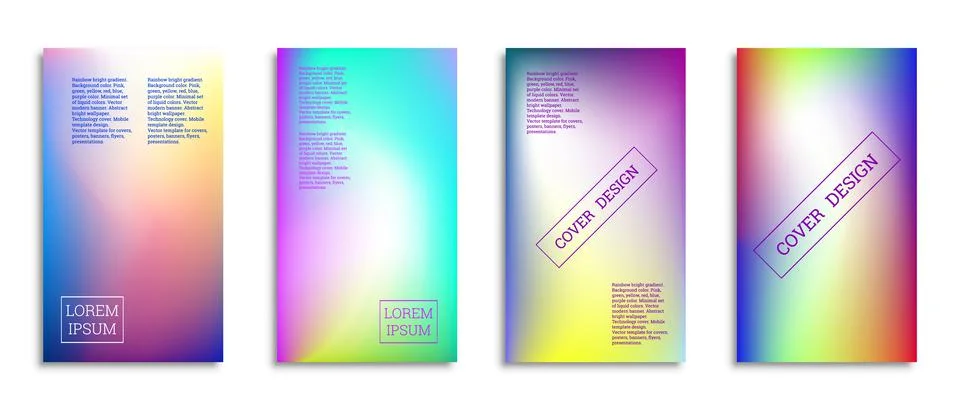 Bright gradient background for the cover. Set of 4 covers. Creative modern ve Stock Illustration