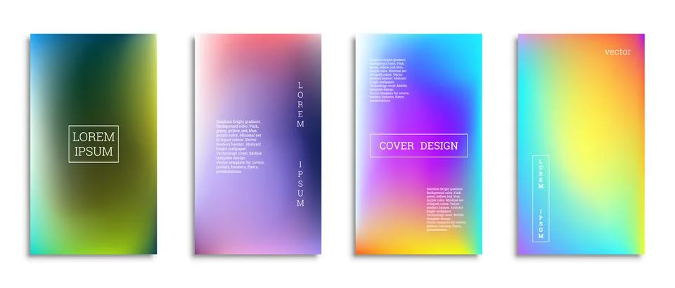 Bright gradient background for the cover. Set of 4 covers. Creative modern ve Stock Illustration