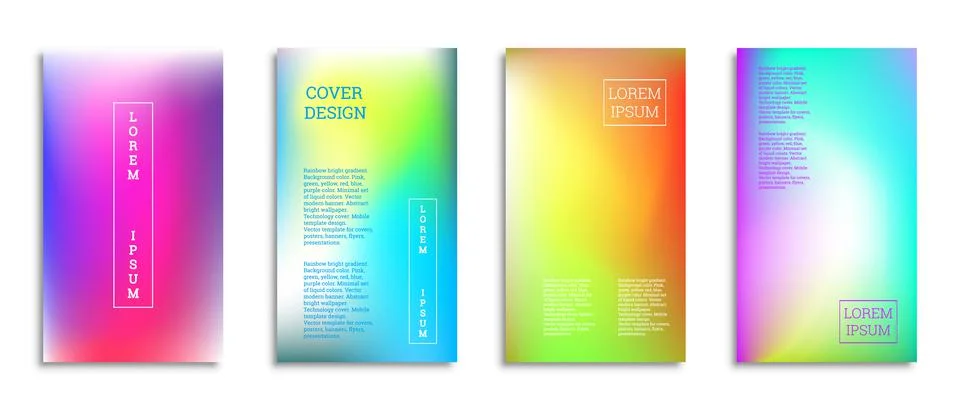 Bright gradient background for the cover. Set of 4 covers. Creative modern ve Stock Illustration