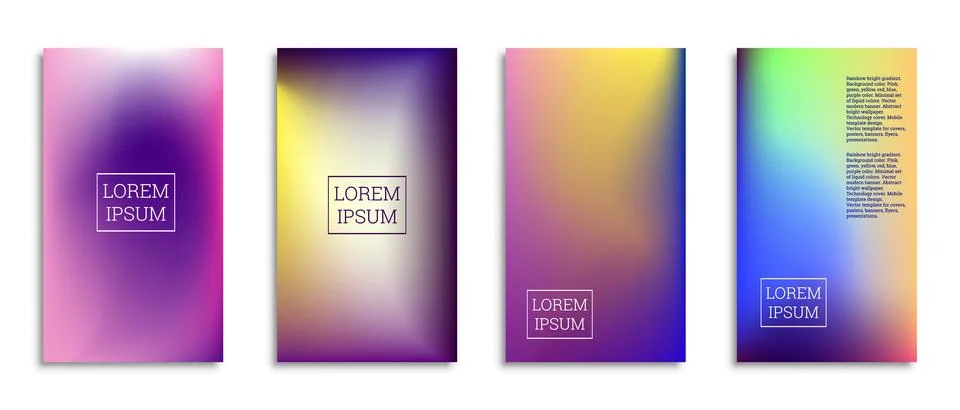 Bright gradient background for the cover. Set of 4 covers. Creative modern ve 库存插图