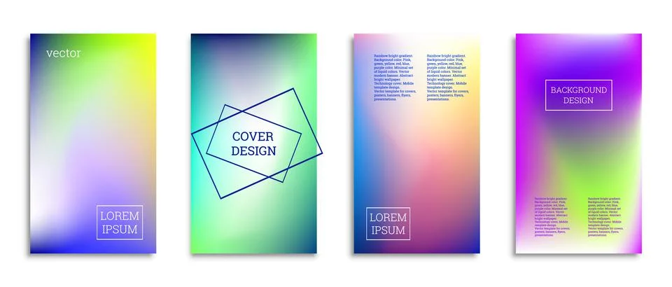 Bright gradient background for the cover. Set of 4 covers. Creative modern ve Stock Illustration