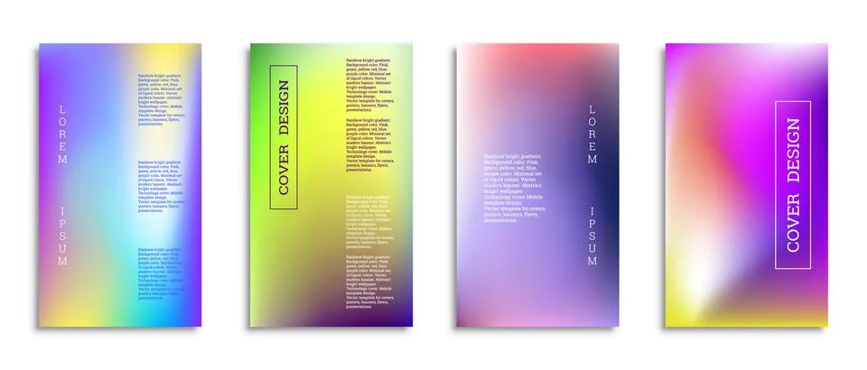 Bright gradient background for the cover. Set of 4 covers. Creative modern ve Stock Illustration