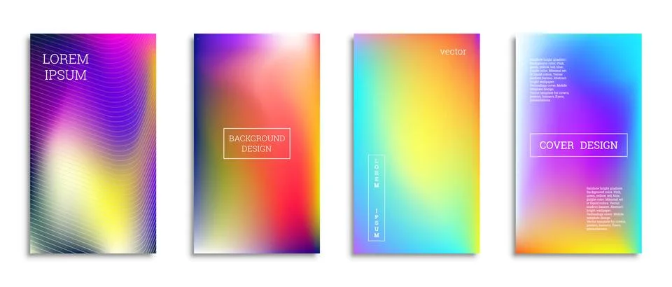 Bright gradient background for the cover. Set of 4 covers. Creative modern ve Stock Illustration