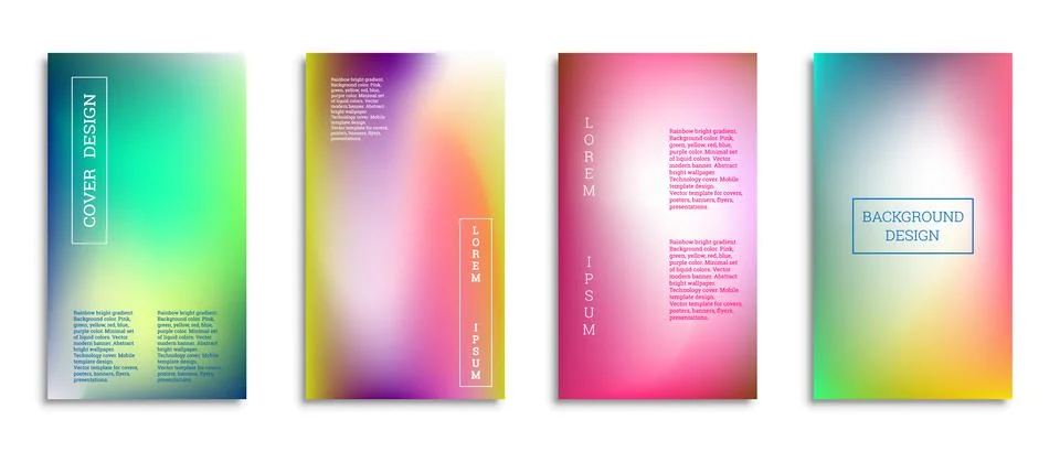 Bright gradient background for the cover. Set of 4 covers. Creative modern ve Illustrazione stock