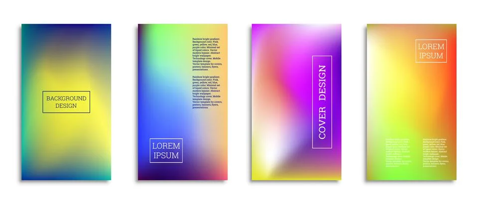 Bright gradient background for the cover. Set of 4 covers. Creative modern ve Stockillustratie