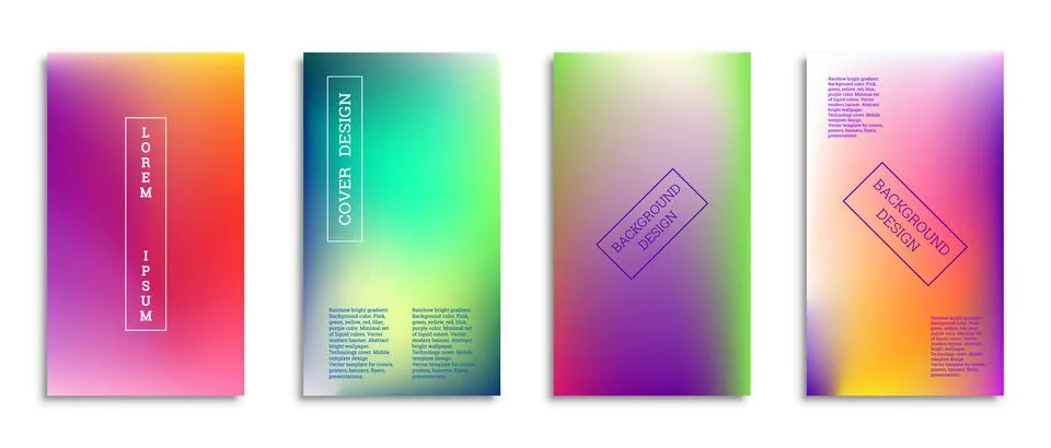 Bright gradient background for the cover. Set of 4 covers. Creative modern ve Stock Illustration