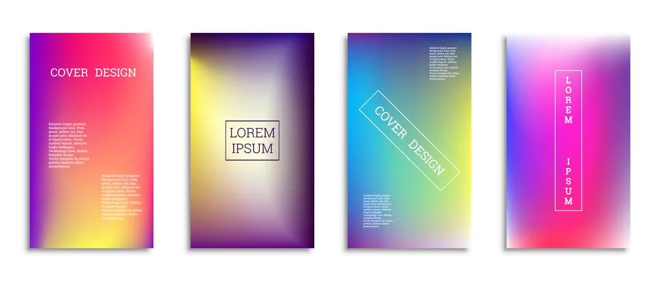 Bright gradient background for the cover. Set of 4 covers. Creative modern ve Stock Illustration