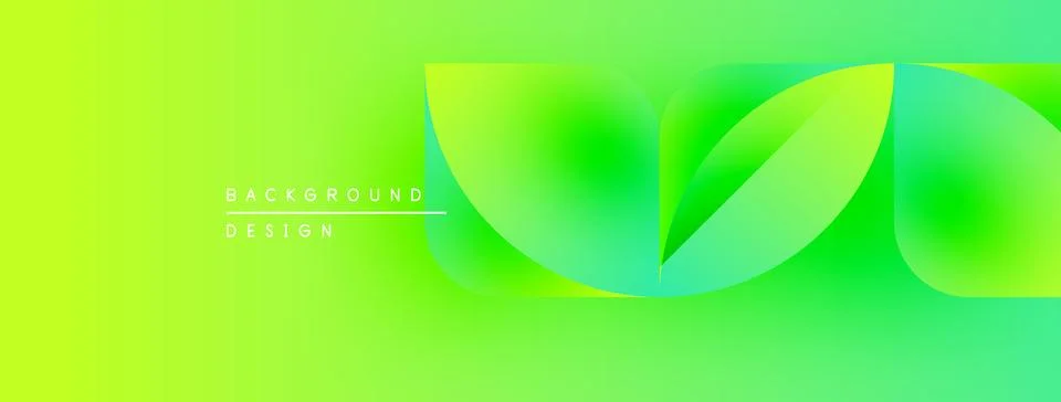Bright gradient background features abstract leaf shapes. Vivid green hues blend Stock Illustration