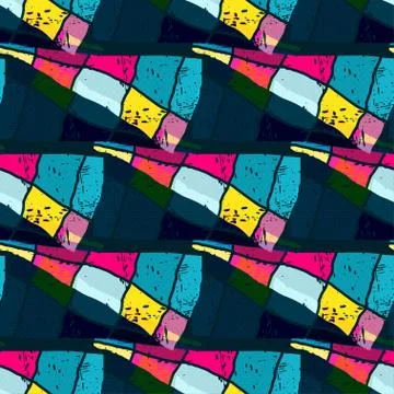 Bright graffiti geometric seamless pattern grunge effect Illustrazione stock