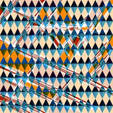 Bright graffiti geometric seamless pattern grunge effect Illustrazione stock