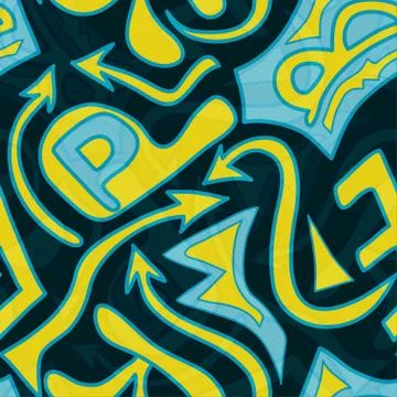 Bright graffiti geometric seamless pattern grunge effect Stock Illustration