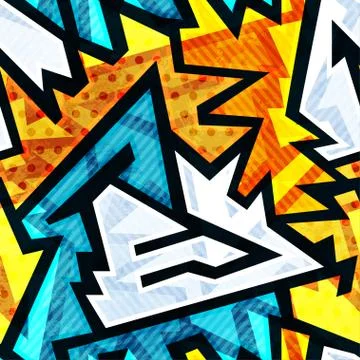 Bright graffiti geometric seamless pattern Illustrazione stock