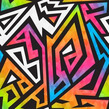 Bright graffiti geometric seamless pattern Stock Illustration