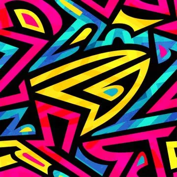 Bright graffiti seamless pattern Stock Illustration