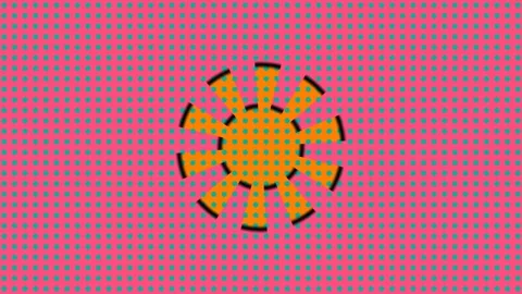 Bright graphic pattern with yellow sun shape on pink Stock Footage 337968815