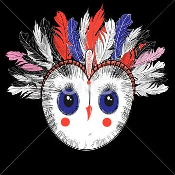 Bright graphic portrait of a beautiful owl Stock Illustration
