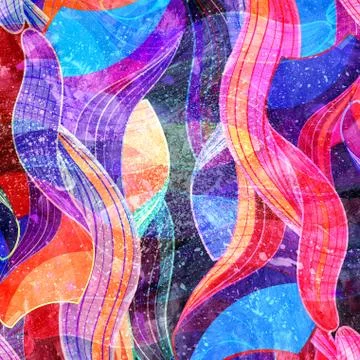 Bright graphics multicolored waves abstraction Stock Illustration