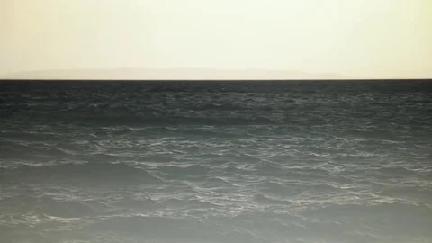 Bright Gray Misty Dark Sea Surf Waves Horizon Stock Footage 80969449