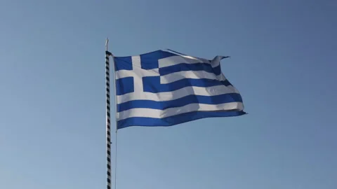 Bright Greece flag Stock Footage 93545902