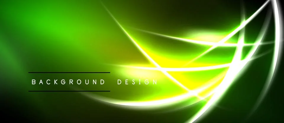Bright green abstract background. Dynamic lines create glowing effect, modern Illustrazione stock