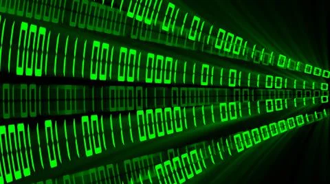 Bright green abstract binary code on black background with various effects イラスト素材
