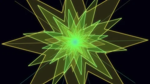 Bright green abstract shape in motion with glowing lines Stock Footage 337072533